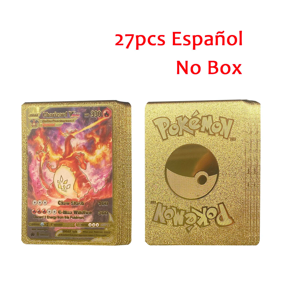 11-110Pcs Pokemon Cards Gold Foil Golden Letters English Spanish French German Game Card Metalicas Charizard Vmax Gx Series Gift