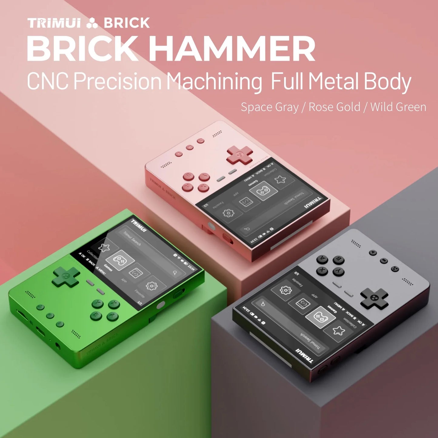 TRIMUI BRICK Video Game Console CNC Aluminum Alloy 3.2''IPS Screen A133P Linux OS TRIMUIUI LED Lighting Free Keycaps Player Gift