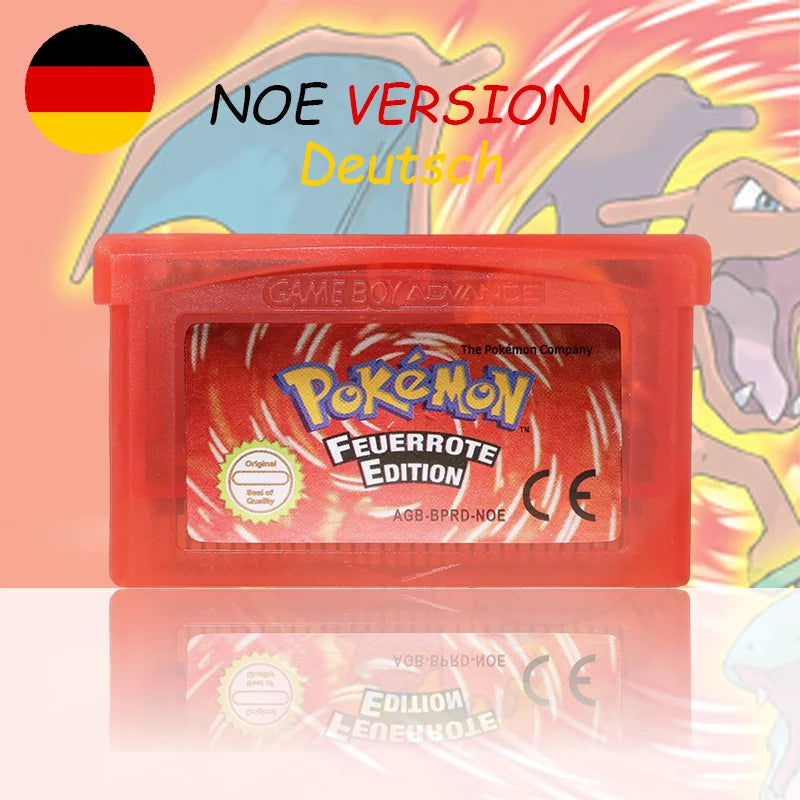 NOE Version Pokemon Blattgrune/Feuerrote/ Rubin/Saphir/Smaragd Video Game Cartridge High Quality with Battery for GBC
