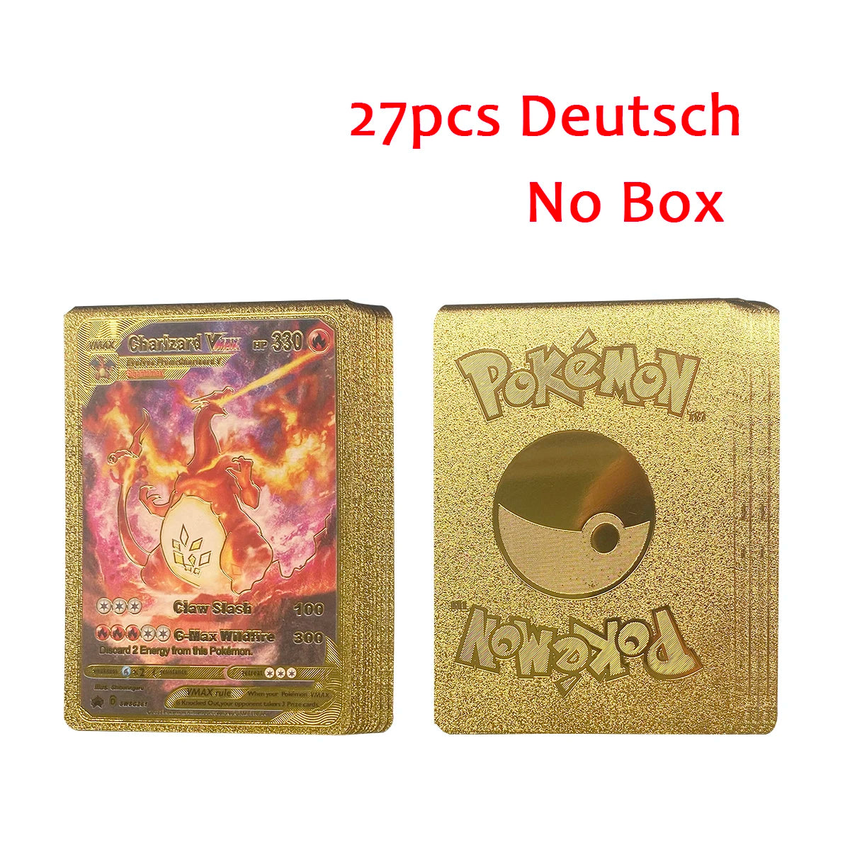 11-110Pcs Pokemon Cards Gold Foil Golden Letters English Spanish French German Game Card Metalicas Charizard Vmax Gx Series Gift