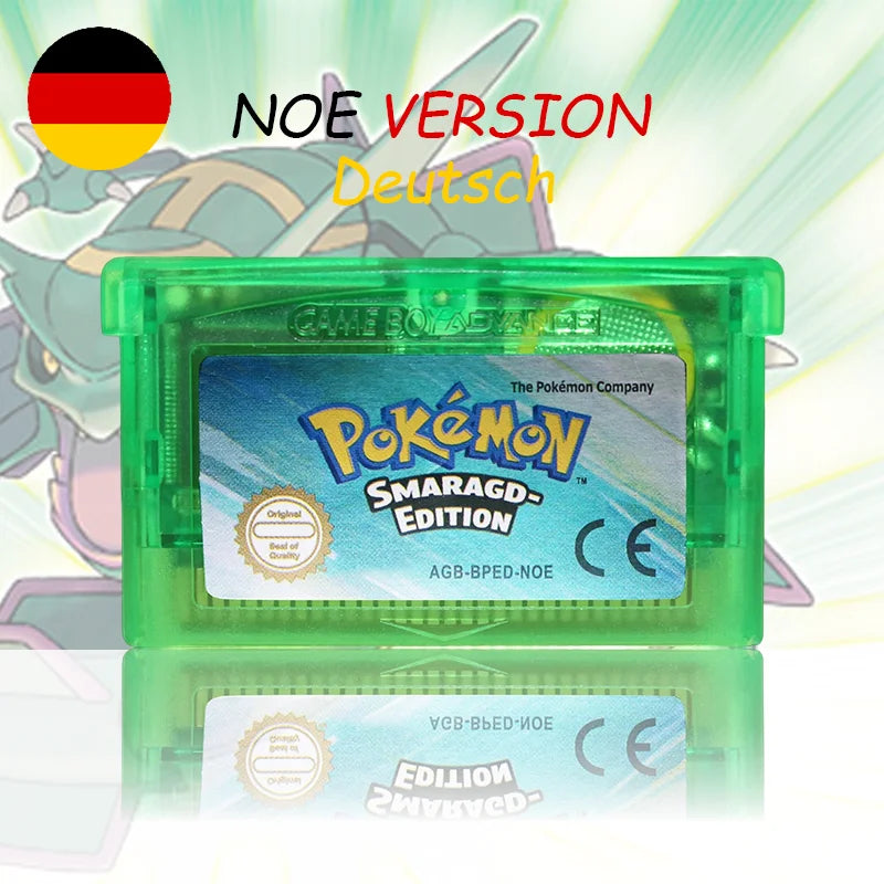 NOE Version Pokemon Blattgrune/Feuerrote/ Rubin/Saphir/Smaragd Video Game Cartridge High Quality with Battery for GBC