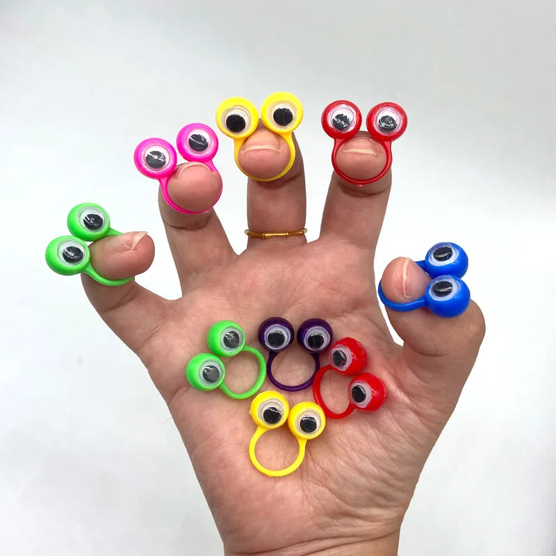 20pcs Wiggle Eyeball Finger Puppet Plastic Rings Toys for Kids Birthday Party Favor Practical Jokes Games Gifts Bag Fillers