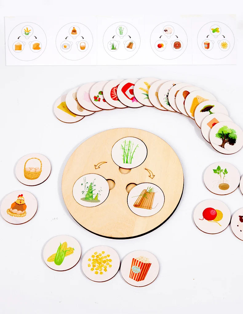 Children Montessori Toys Food Decomposition Board Game Kid Puzzle Animal Plant Cognitive Logical Thinking Training Education Toy