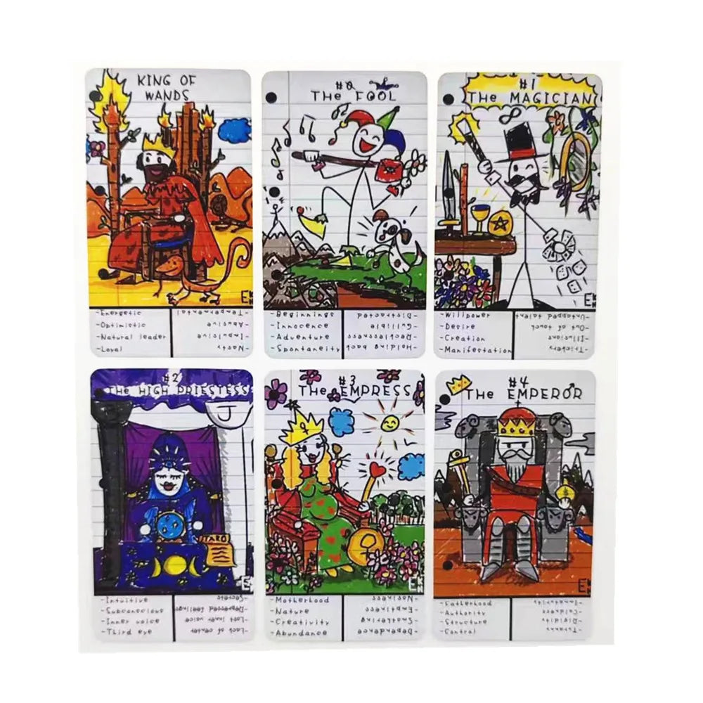 Doodle Tarot cards Deck Fortune Telling Game Divination Tools