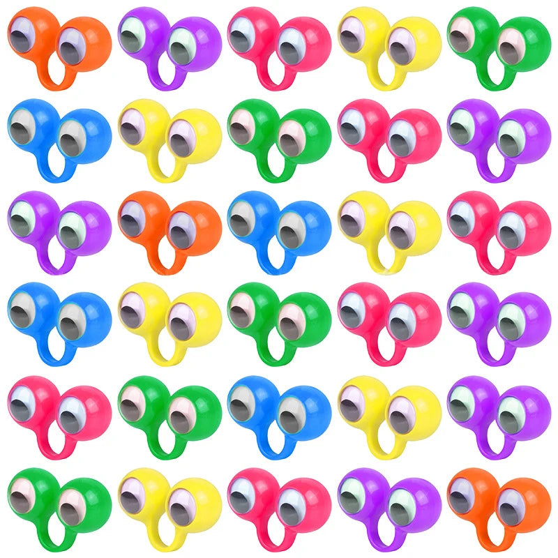 20pcs Wiggle Eyeball Finger Puppet Plastic Rings Toys for Kids Birthday Party Favor Practical Jokes Games Gifts Bag Fillers