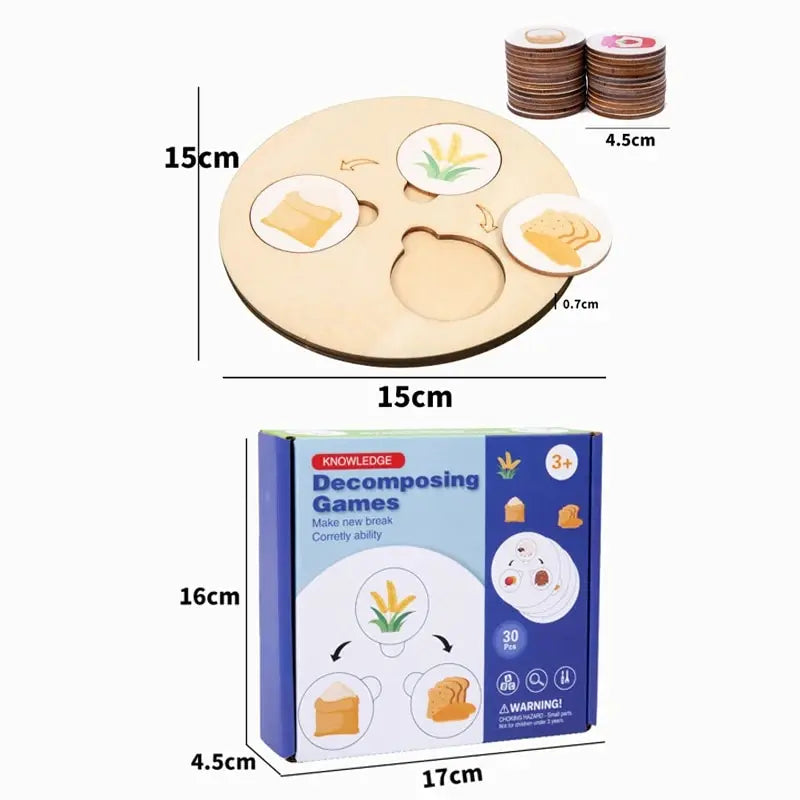 Children Montessori Toys Food Decomposition Board Game Kid Puzzle Animal Plant Cognitive Logical Thinking Training Education Toy