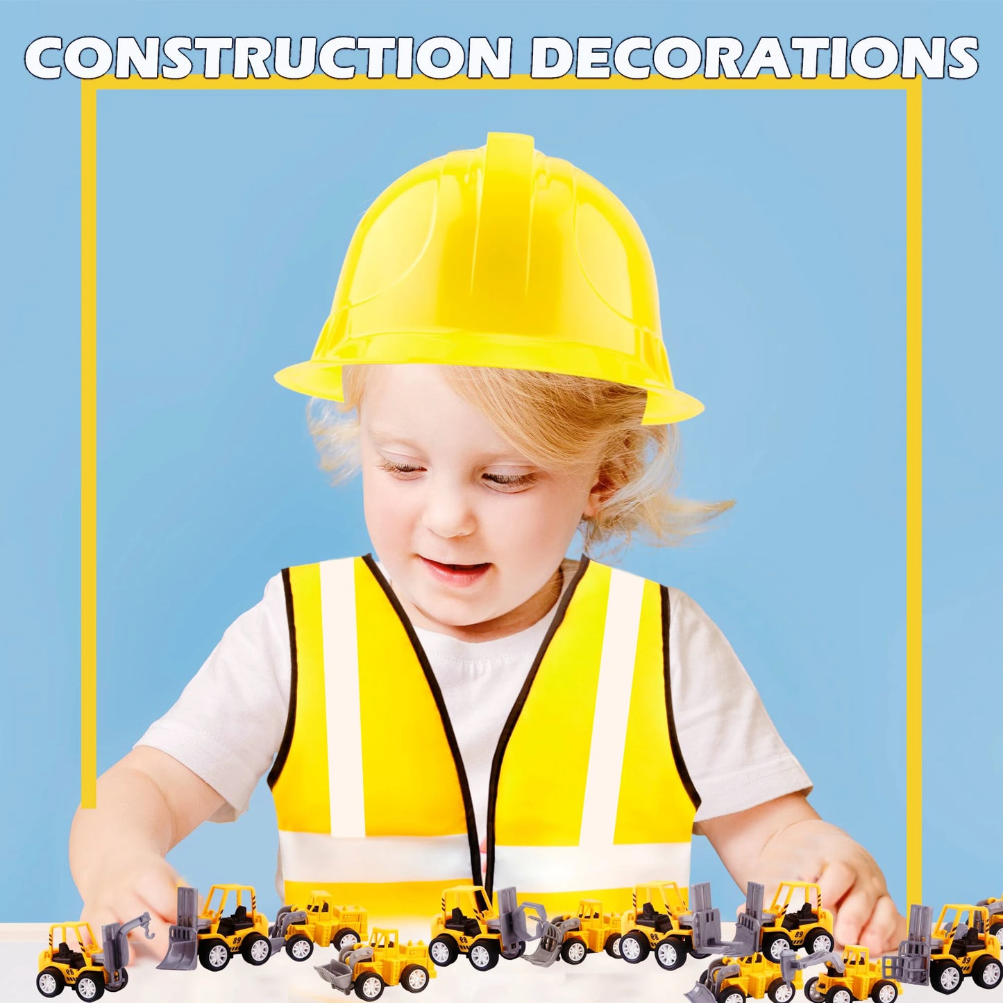 Kids Construction Party Favors for Boys Construction Vest Hat toys Worker Costumes Dress Up Construction Birthday Party Supplies
