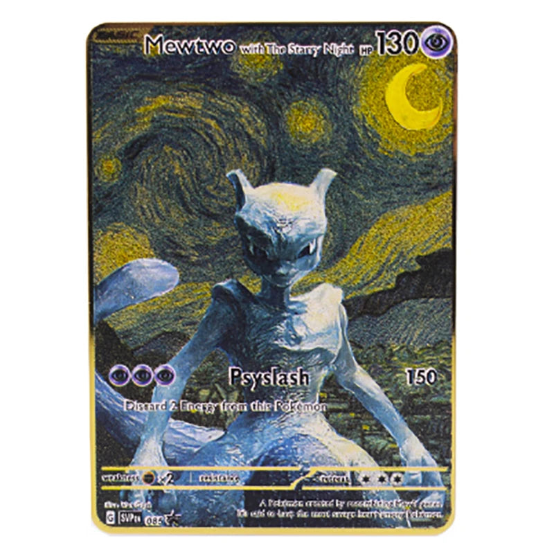Pokemon Card Metal Pokémon Letters Pikachu Vmax Mewtwo Gx Charizard Vstar Golden Iron Playing Cards Anime Games Toys Kids Gifts