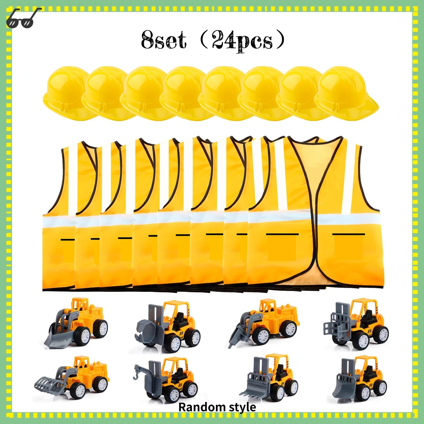 Kids Construction Party Favors for Boys Construction Vest Hat toys Worker Costumes Dress Up Construction Birthday Party Supplies