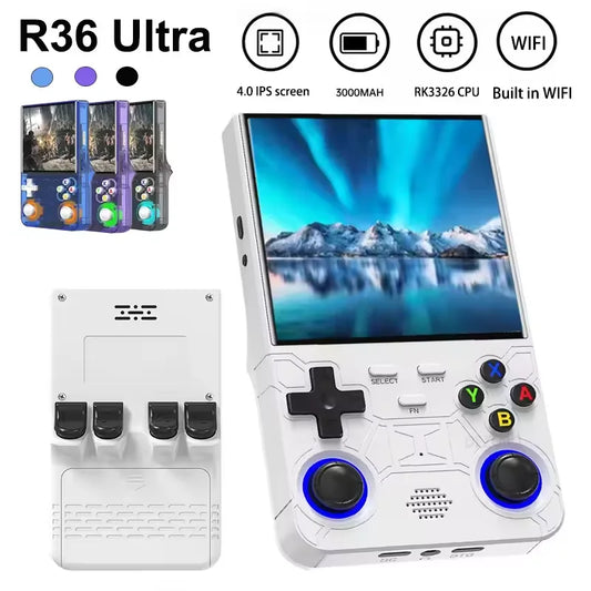 R36 ULTRA 4" IPS Handheld Console – Android , 15000+ Retro Games, 64G/128G, HDMI Output ﻿