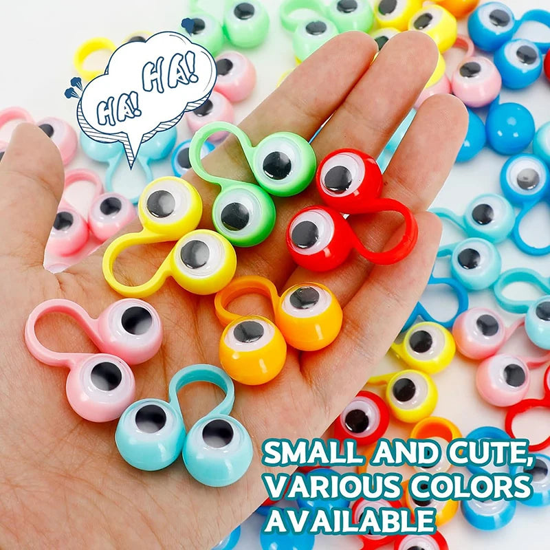 20pcs Wiggle Eyeball Finger Puppet Plastic Rings Toys for Kids Birthday Party Favor Practical Jokes Games Gifts Bag Fillers
