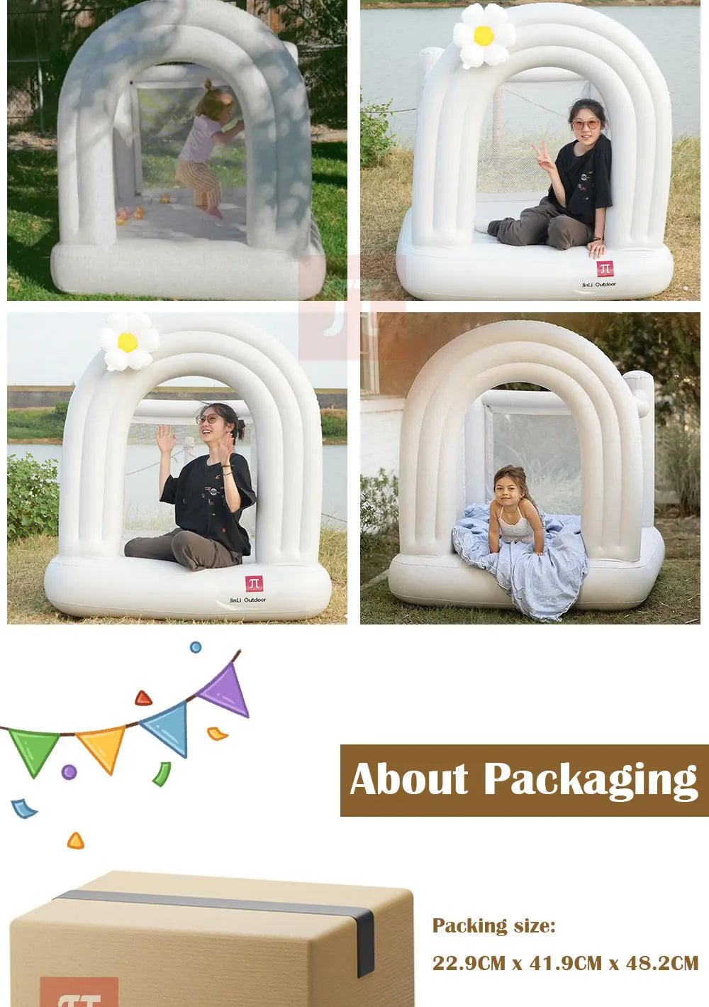 Rainbow Bounce House 1~6 Years Birthday Gift Children's Mini Inflatable Castle PVC Kids Toy Children's Castle Safe Silent