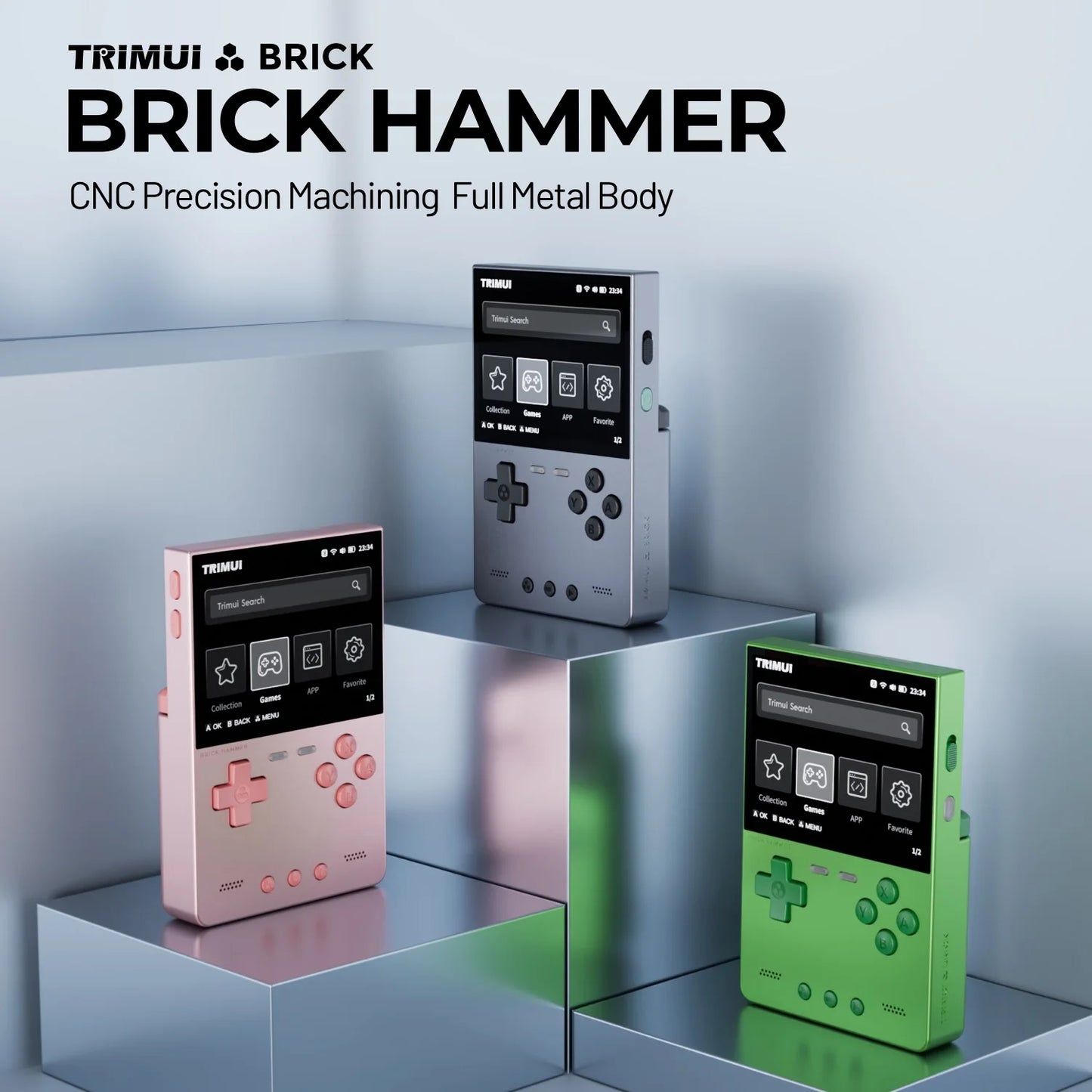 TRIMUI BRICK Video Game Console CNC Aluminum Alloy 3.2''IPS Screen A133P Linux OS TRIMUIUI LED Lighting Free Keycaps Player Gift