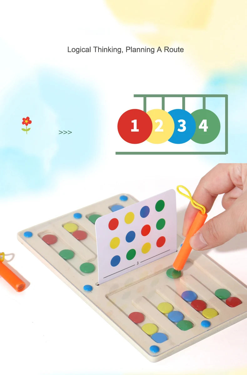 Four Color Walking Game Chess Single&Double Maze Battle Game Logical Thinking Training Montessori Early Education Puzzle Toys
