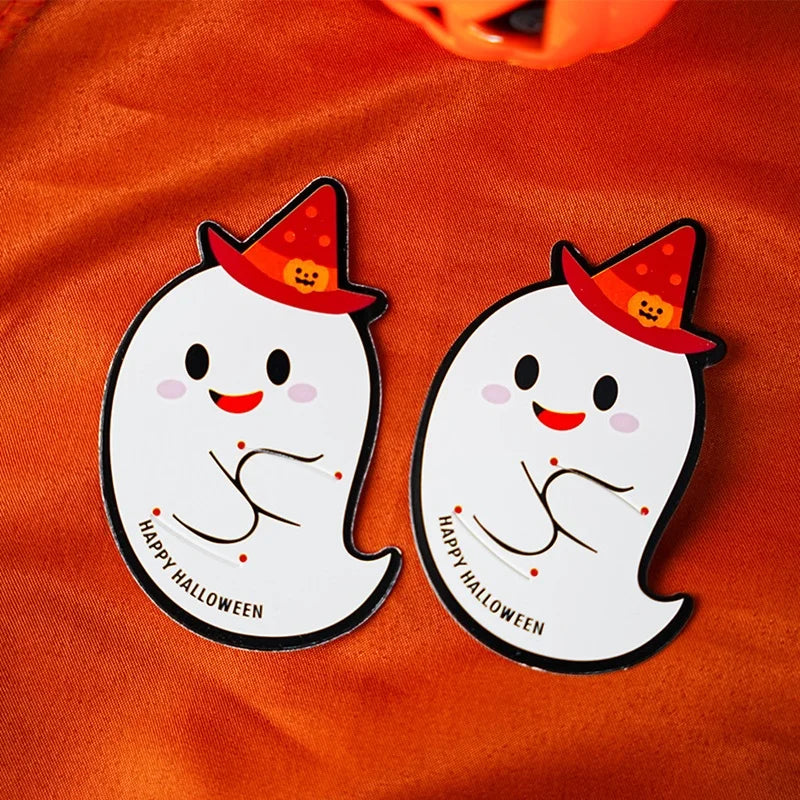 50pcs Halloween Candy Package Card Pumpkin Ghost Pattern Orange Lollipop Packing Card DIY Kid Halloween Party Decoation Supplies