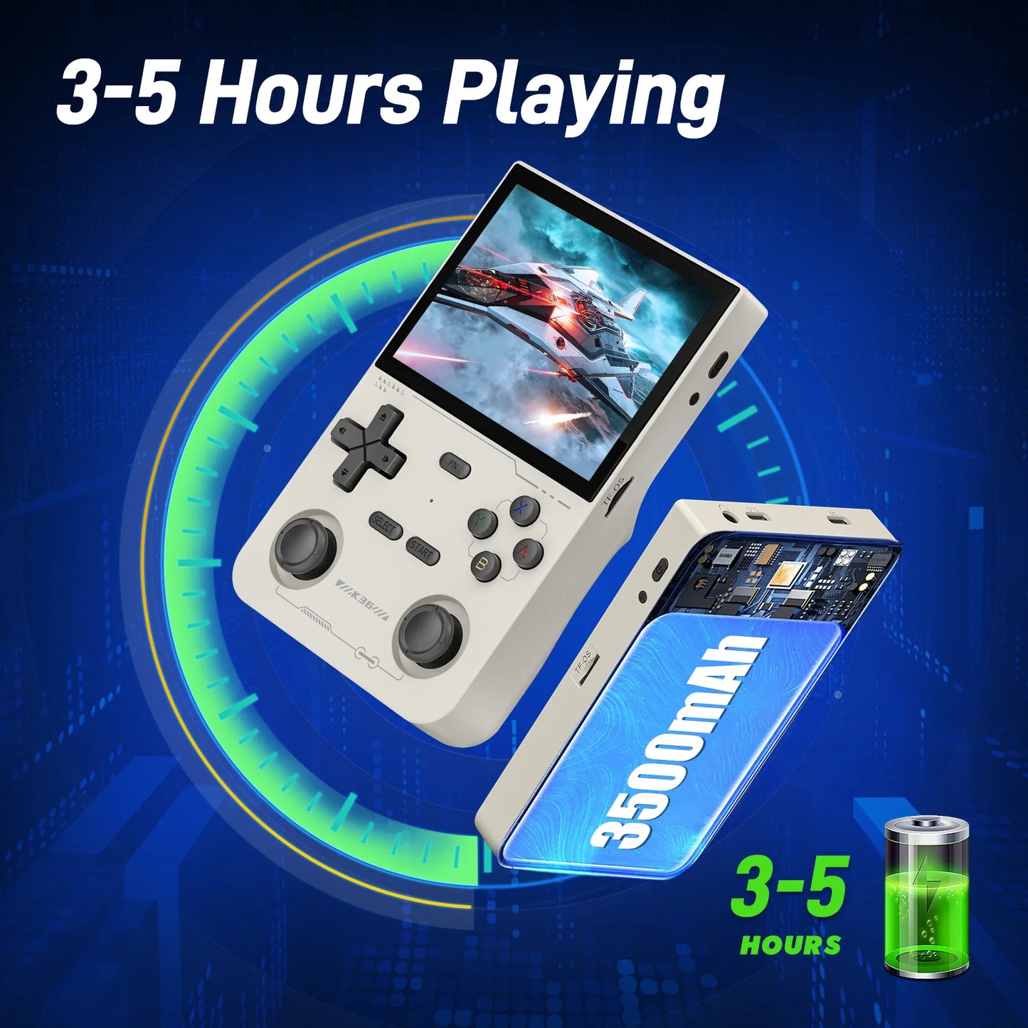 GAMINJA Open Source K36 Retro Handheld Video Game Console 16000 Games Emulator for PS1/PSP/DC/N64/SS 3.5 Inch IPS Screen
