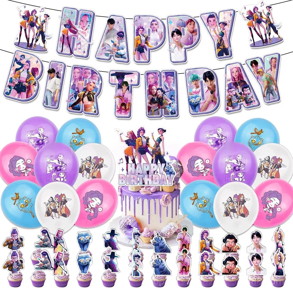 Demon Hunters Party Favor Birthday Party Decoration Disposable Tableware Bracelet Stamps Baby Shower Christmas Halloween Wedding
