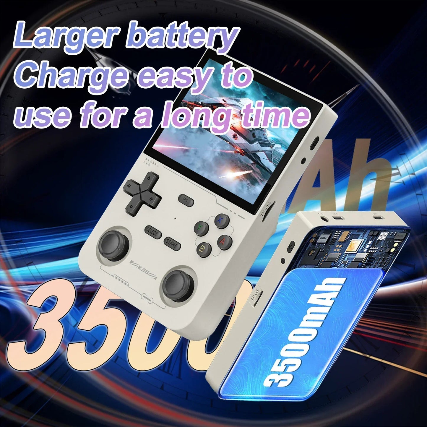 GAMINJA Open Source K36 Retro Handheld Video Game Console 16000 Games Emulator for PS1/PSP/DC/N64/SS 3.5 Inch IPS Screen