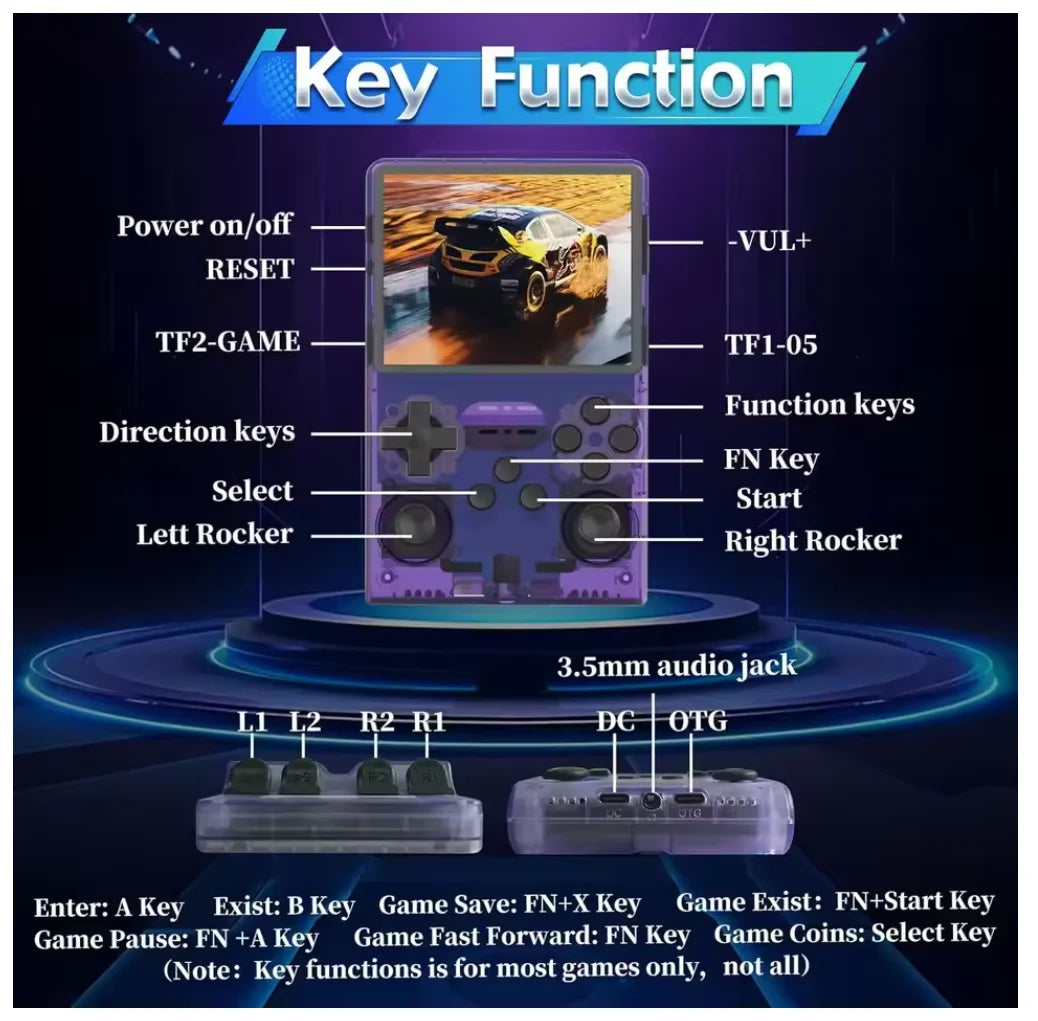 R40S Pro Game Console Retro Handheld Game Linux System 3.5 Inch IPS Screen Mini Potable Pocket Video Game Consola 256G Game Kid