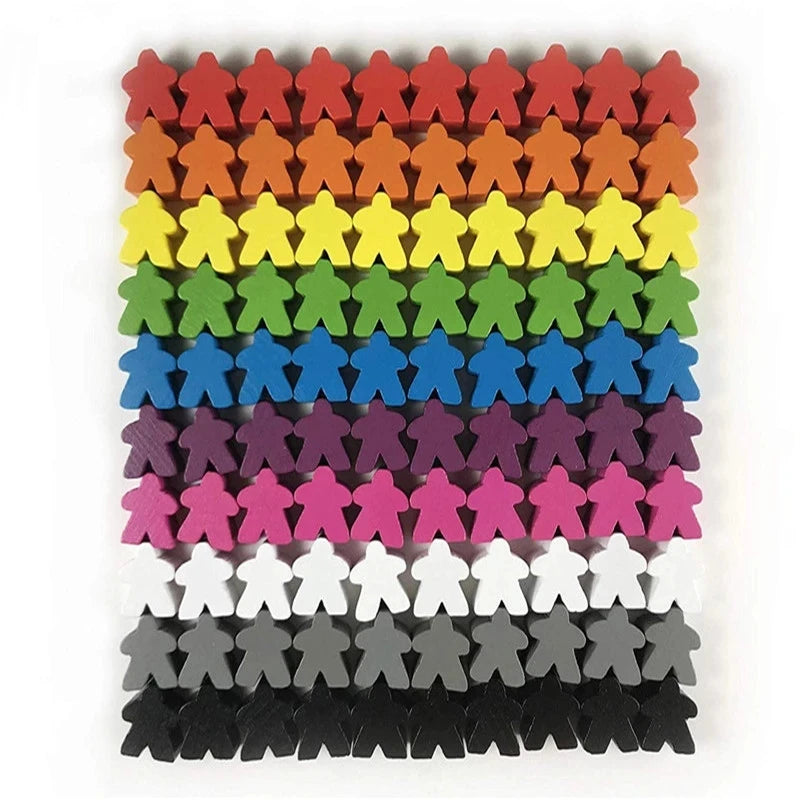 100 Wooden Meeples 14 colors 16mm Extra Board Game Pawns Pieces Replacement Tabletop Gaming components and Upgrade Accessories