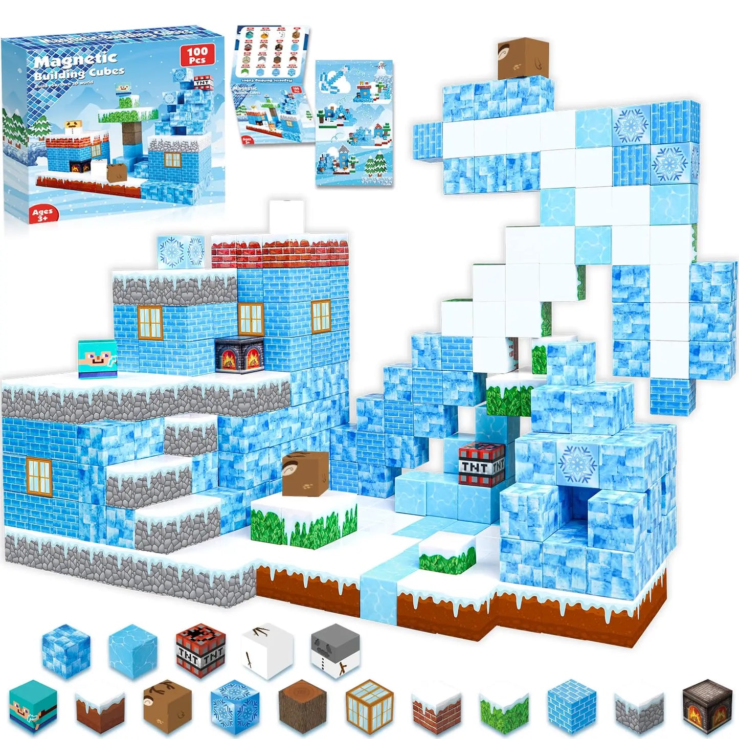 Magnetic Blocks STEM Montessori Educational Constructor, Magnetic Building Blocks Children Toys as Christmas Birthday Presents