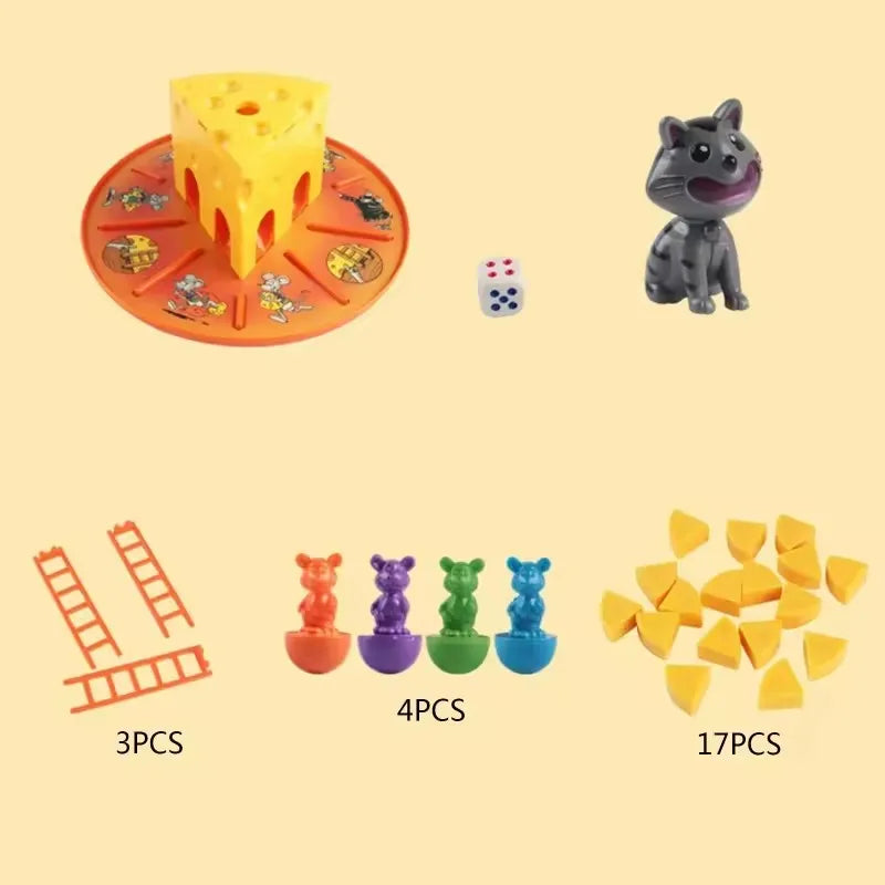 Kids Cheese Game Cat and Mouse Cake Board Game Parent-Child Interactive Strategy Family Party Game Toy