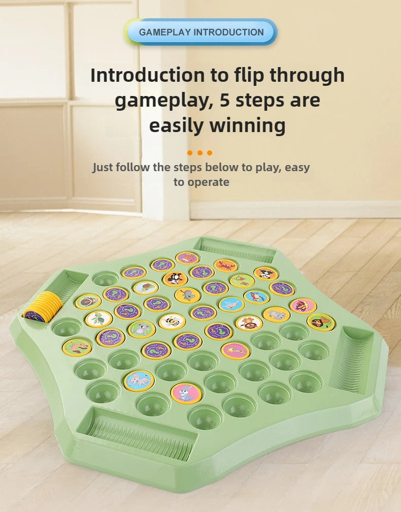 Kids Battle Chess Educational Toy Observation Concentration Training Fun Animal Flip Chess Parent-child Interactive Game Toys