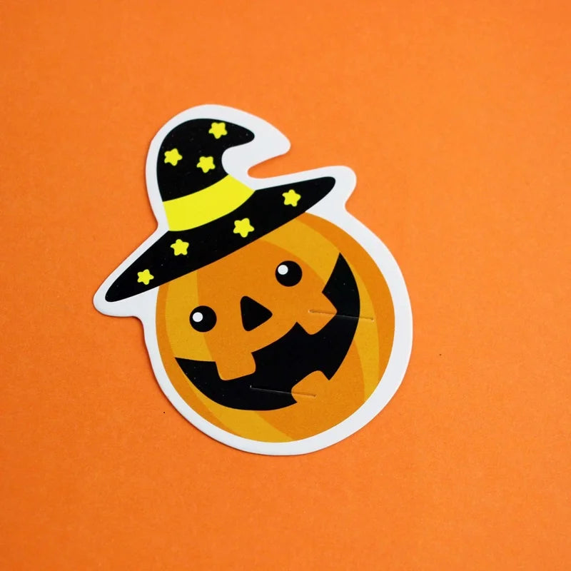 50pcs Halloween Candy Package Card Pumpkin Ghost Pattern Orange Lollipop Packing Card DIY Kid Halloween Party Decoation Supplies