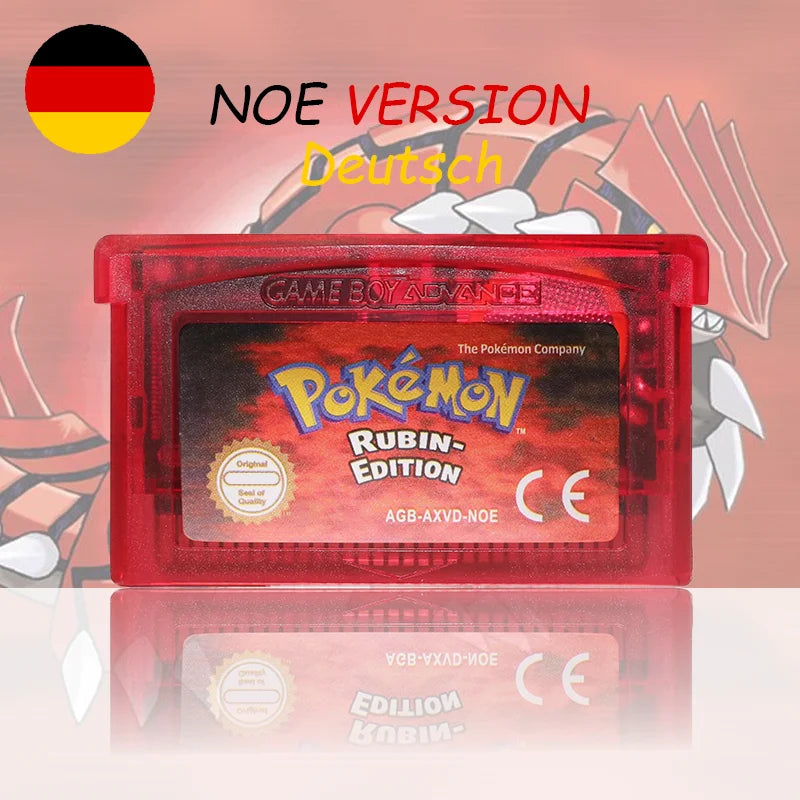 NOE Version Pokemon Blattgrune/Feuerrote/ Rubin/Saphir/Smaragd Video Game Cartridge High Quality with Battery for GBC