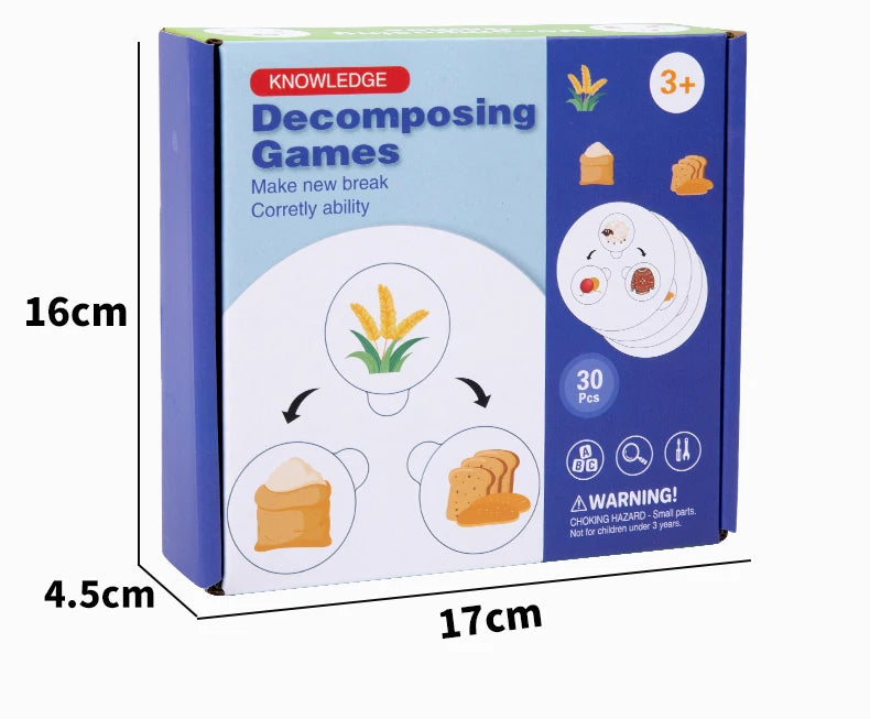 Children Montessori Toys Food Decomposition Board Game Kid Puzzle Animal Plant Cognitive Logical Thinking Training Education Toy