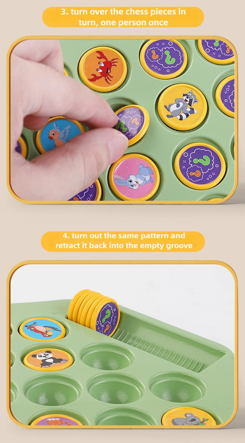 Kids Battle Chess Educational Toy Observation Concentration Training Fun Animal Flip Chess Parent-child Interactive Game Toys