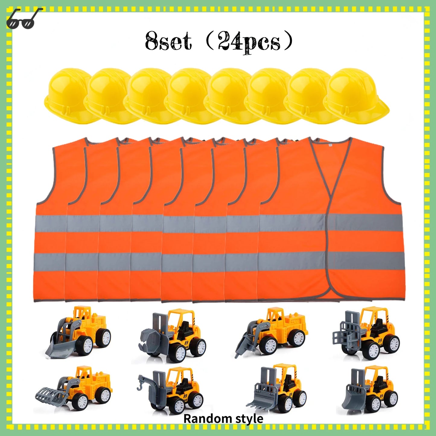 Kids Construction Party Favors for Boys Construction Vest Hat toys Worker Costumes Dress Up Construction Birthday Party Supplies
