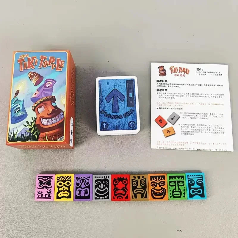 Chinese English Version Tiki Topple Board Game Card Strategy Fun Party Game 2-4 People