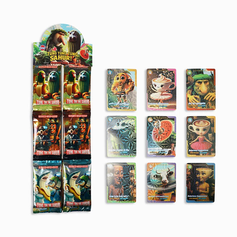 Italian Brainrot Tung Sahur Cards Tralalero Tralala Collection Card Bombardino Crocodilo Shimpanzini Bananini Battle Carte Toys
