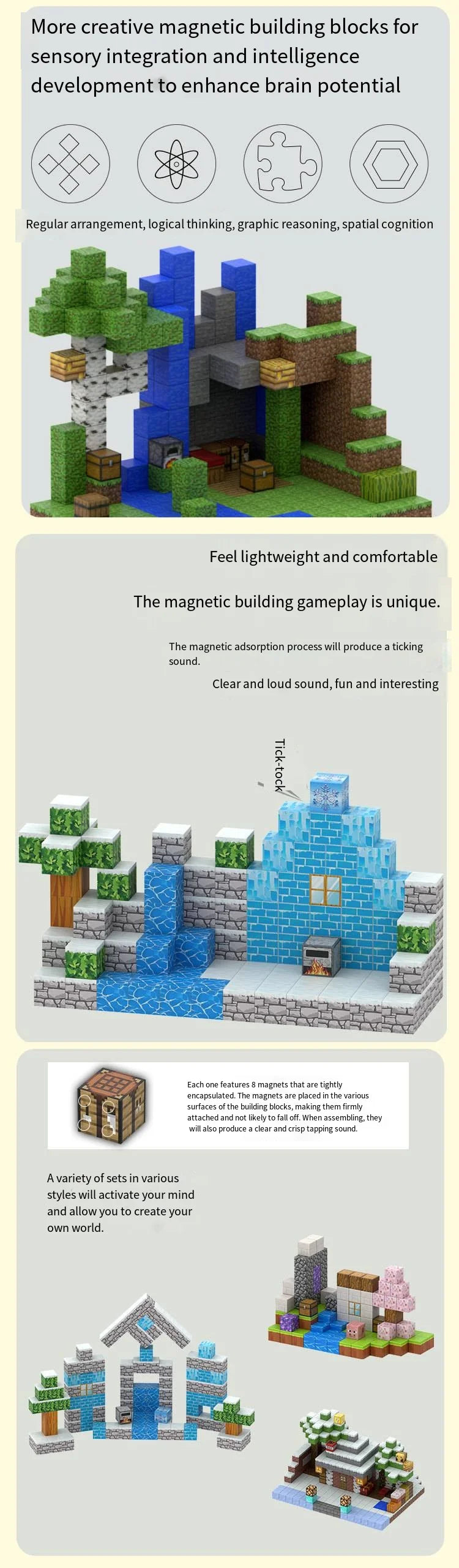 Magnetic building blocks, suitable for boys and girls, a set of magnetic cubes for children over 3 years old, DIY, STEM toys