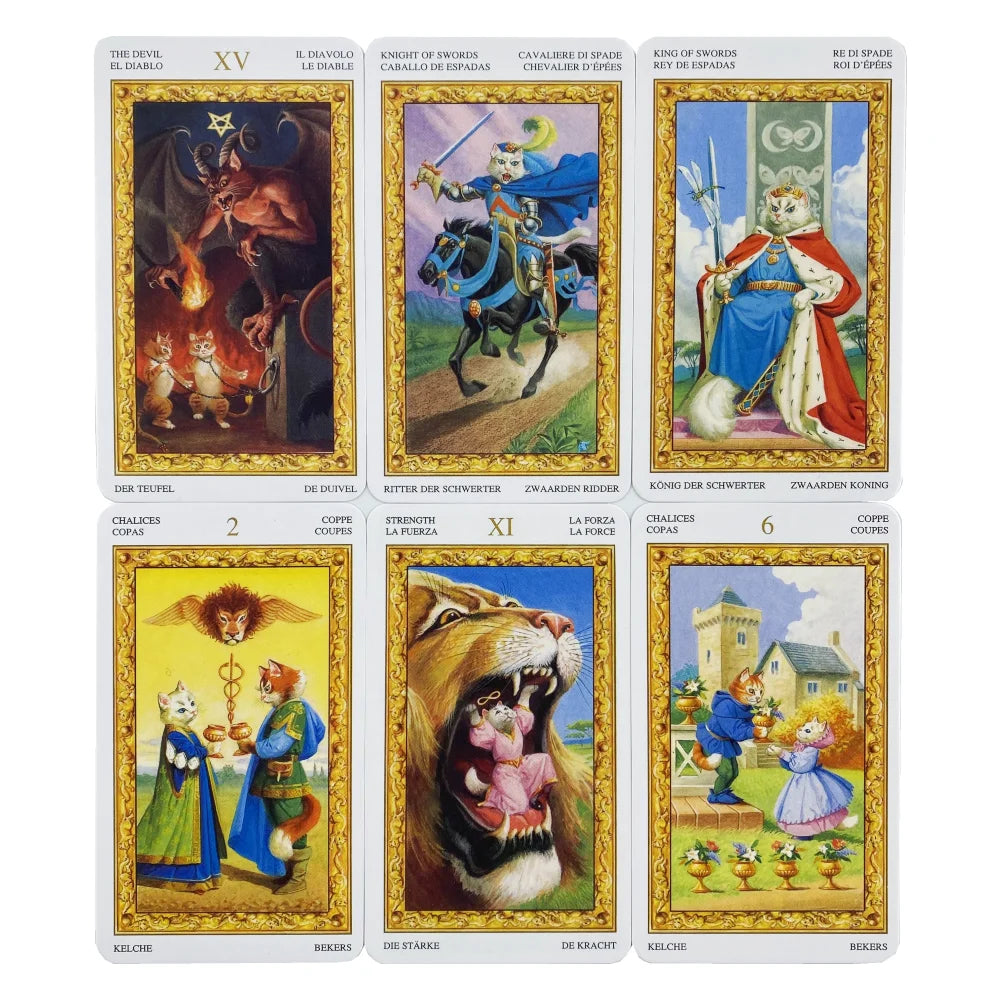 Tarot Of White Cats Cards A 78 Deck Oracle English Divination Edition Borad Playing Games