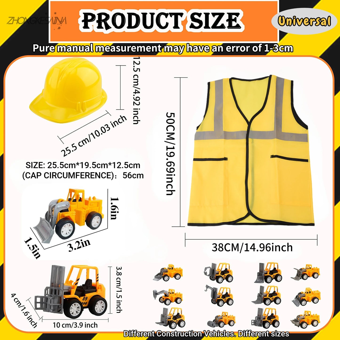Kids Construction Party Favors for Boys Construction Vest Hat toys Worker Costumes Dress Up Construction Birthday Party Supplies