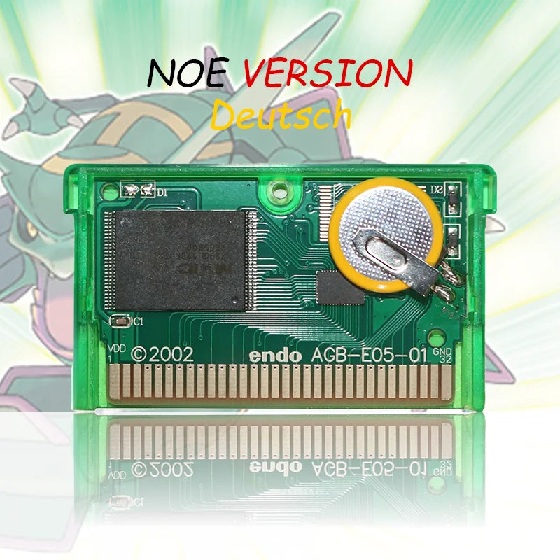NOE Version Pokemon Blattgrune/Feuerrote/ Rubin/Saphir/Smaragd Video Game Cartridge High Quality with Battery for GBC