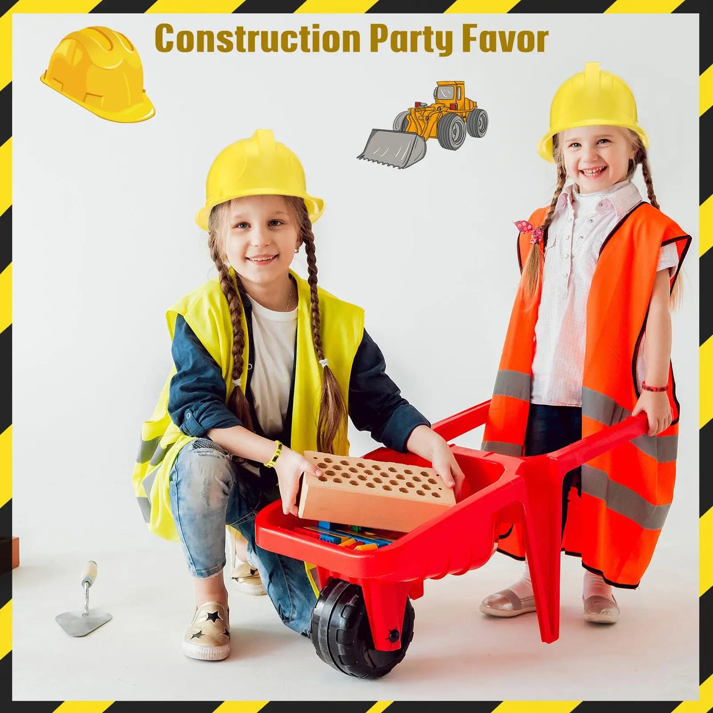 Kids Construction Party Favors for Boys Construction Vest Hat toys Worker Costumes Dress Up Construction Birthday Party Supplies