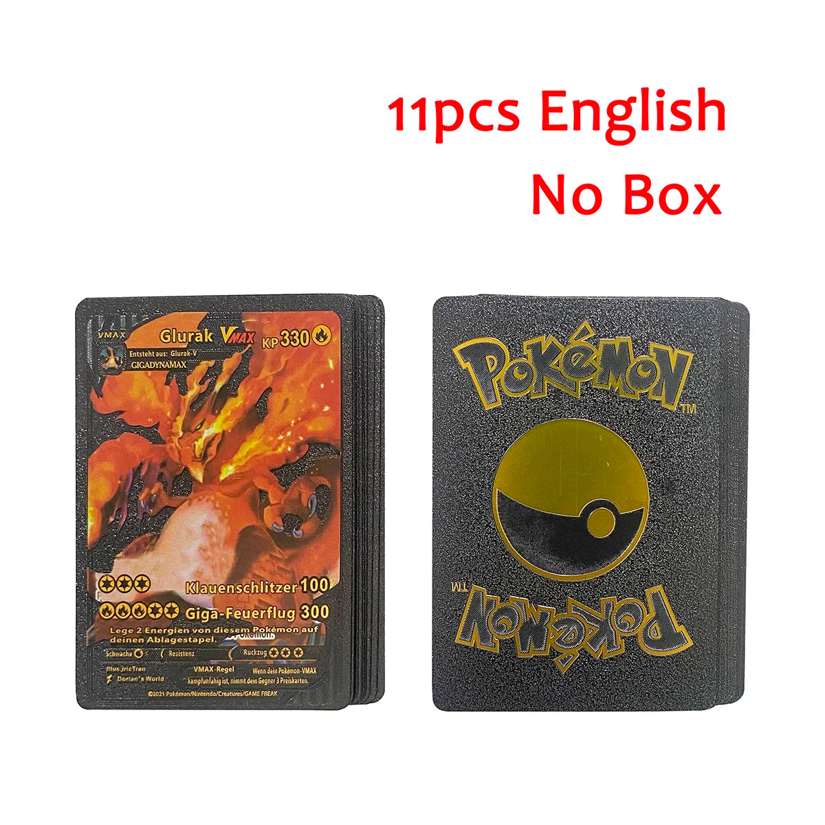 11-110Pcs Pokemon Cards Gold Foil Golden Letters English Spanish French German Game Card Metalicas Charizard Vmax Gx Series Gift