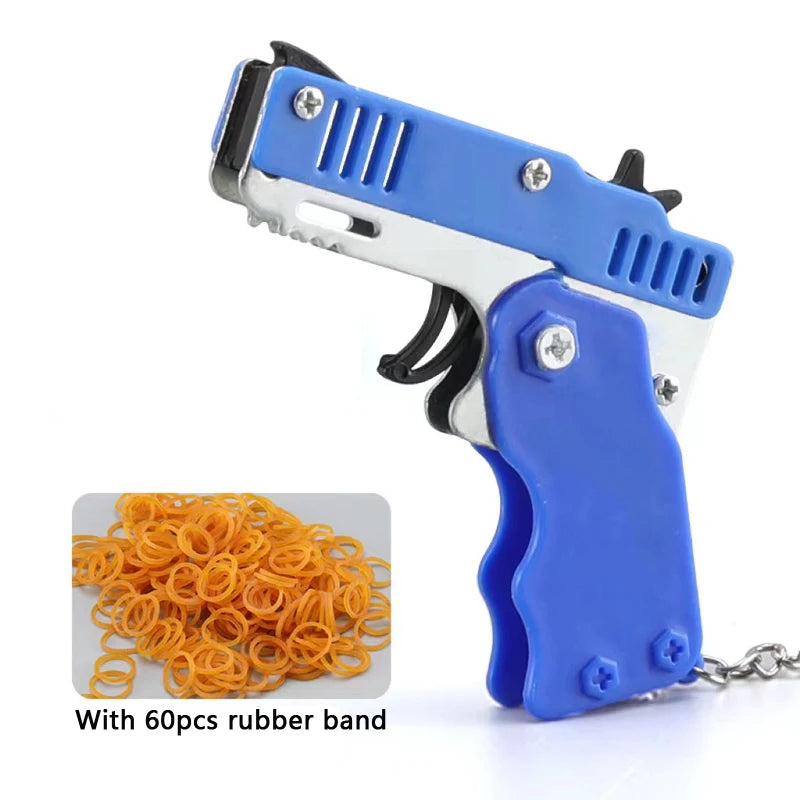 1PC Mini Keychain Gun Rubber Band Gun Toy Gun Shooting Pistol Alloy Kid Outdoor Activities Party Game Birthday Gift for Children