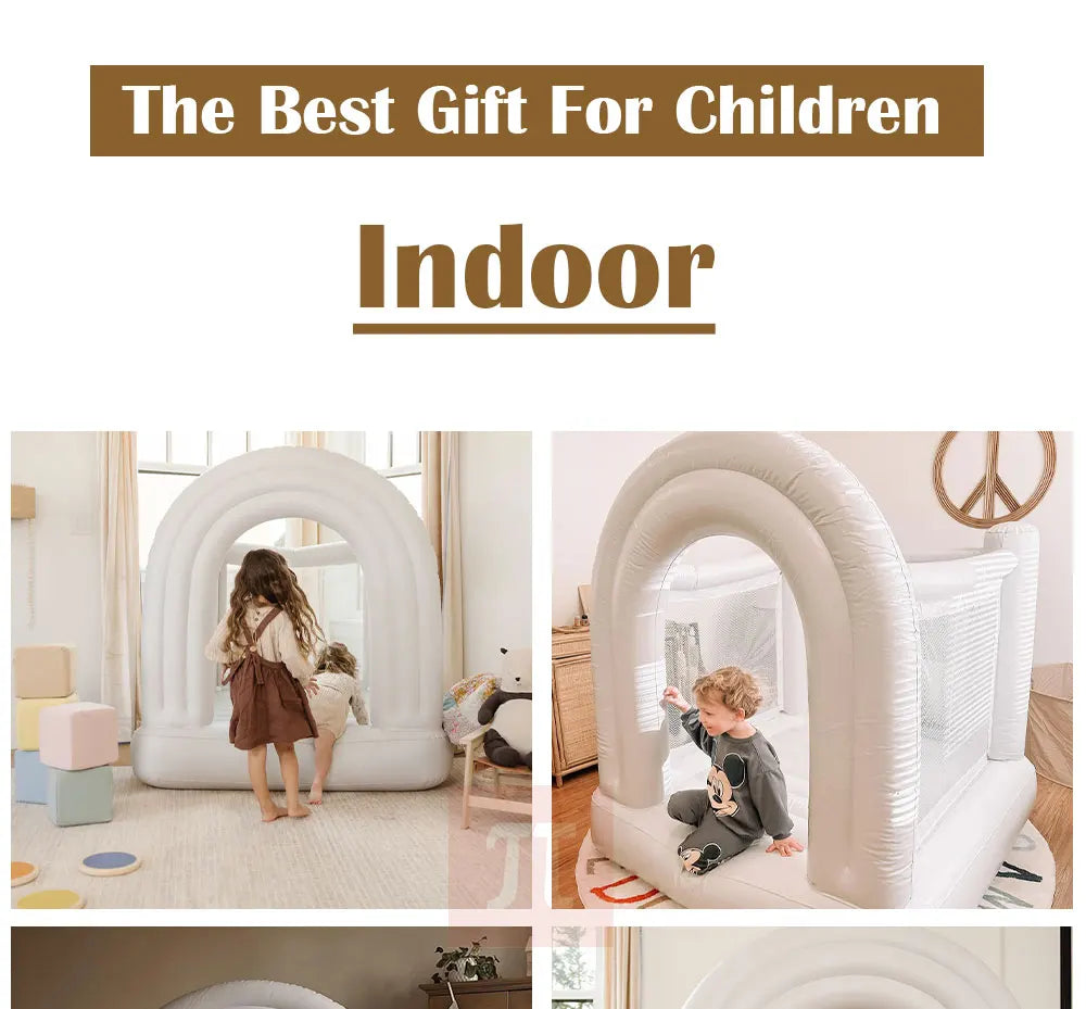 Rainbow Bounce House 1~6 Years Birthday Gift Children's Mini Inflatable Castle PVC Kids Toy Children's Castle Safe Silent