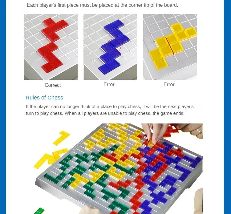 Children Intellectual Puzzle Strategy Board Educational Toys Colored Squares Game Kids Family Party Indoor Desktop Jigsaw Games