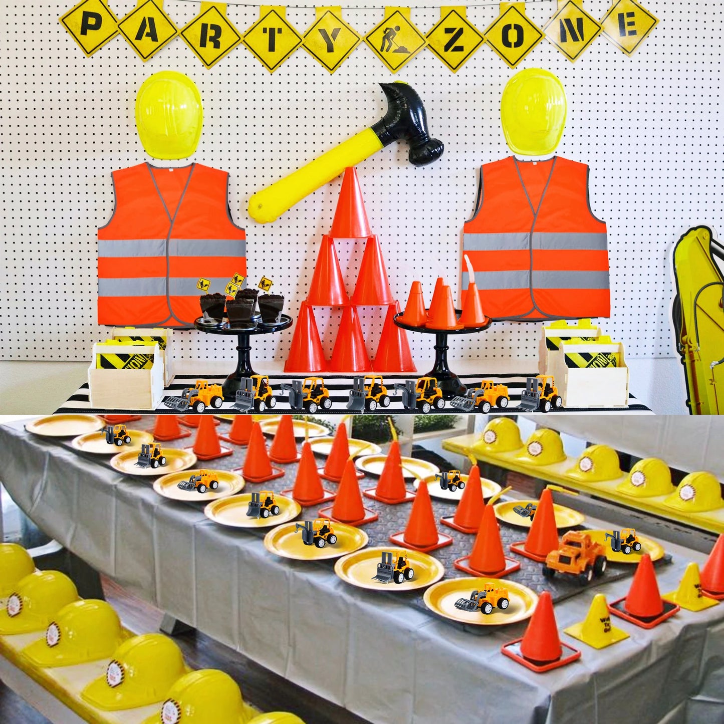 Kids Construction Party Favors for Boys Construction Vest Hat toys Worker Costumes Dress Up Construction Birthday Party Supplies