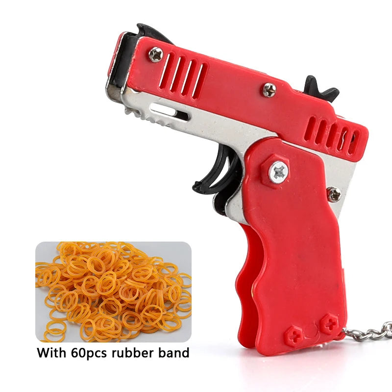 1PC Mini Keychain Gun Rubber Band Gun Toy Gun Shooting Pistol Alloy Kid Outdoor Activities Party Game Birthday Gift for Children