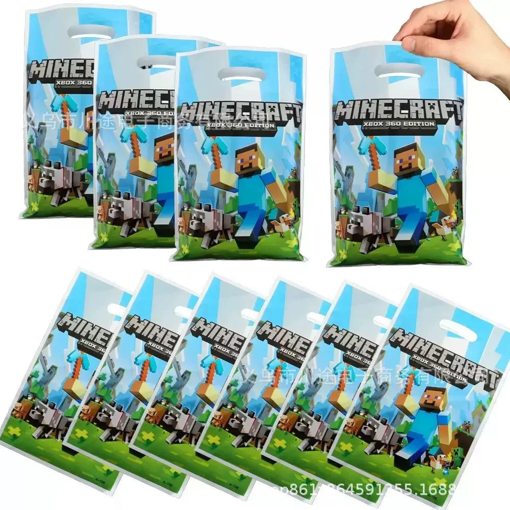 Video Game Birthday Party Favors Bracelets Straw Keychain Kids Miner Craftings Birthday Party Favors Gift School Reward Pinata