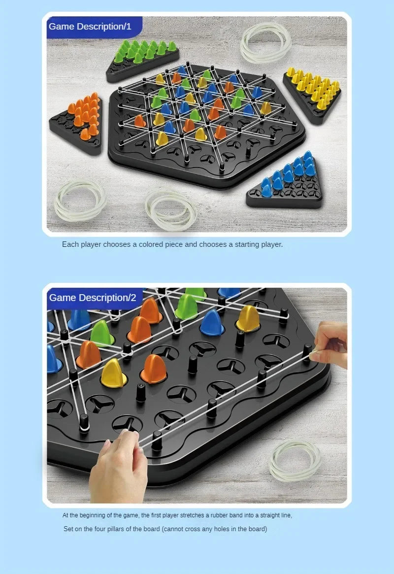 New Geometry Chain Chess Puzzle Triangle Chess Desktop Game Rubber Band Training Family Interaction Exercise Thinking Toys Gifts
