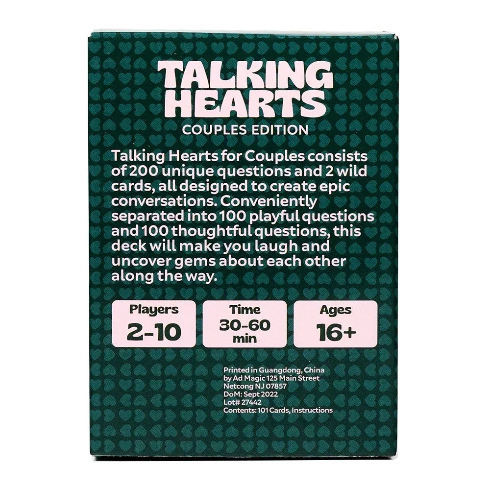 Taklig Hearts Card Game Board games Romantic Couple Fun Interactive Card Games Talking Hearts Conversation Cards Valentines