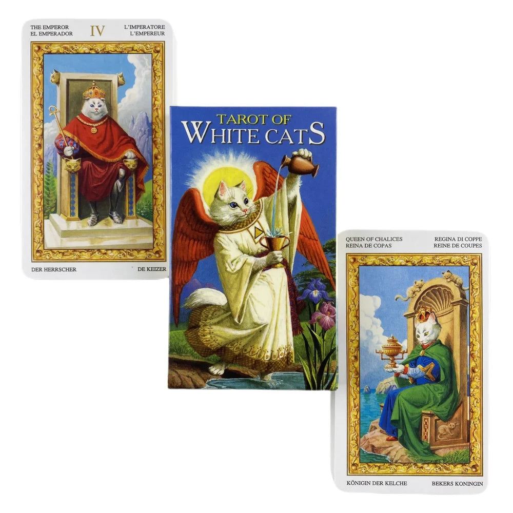 Tarot Of White Cats Cards A 78 Deck Oracle English Divination Edition Borad Playing Games