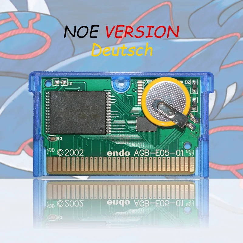 NOE Version Pokemon Blattgrune/Feuerrote/ Rubin/Saphir/Smaragd Video Game Cartridge High Quality with Battery for GBC